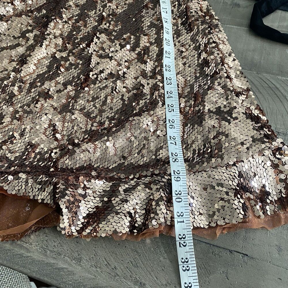 NWT Free‎ People Siren Sequin Dress Tribeca Gold Flirty Mini Boho Chic Size 4 - Picture 15 of 16